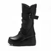 Botas Europeias American Buckle Platform Winter grossa Warm Water