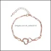 Cavigliere in acciaio inossidabile uomo donna gioielli alla caviglia doppio cuore d'amore che scava fuori caviglie a forma di bracciali amanti catena San Valentino 2 Dhgsh