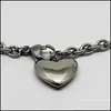 Charm Bracelets 316L Stainless Steel Titanium Bracelets Love Peach Heart-Shaped Male And Female Couples Bracelet Jewelry Wholesale 36 Dhpky