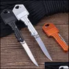 Keychains Mini Key Shape Folding Knife Keychain Portable Outdoor Sabre Pocket Fruit Mtifunctional Cam Tool Gear Drop Del Keychainshop Dhvim