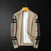 Men's Wool Blends Fashion Brand European Luxury Men's Classic Plaid Knitted Cardigan Sweater Casual Large Long Sleeve Cardigan Jacket 220915