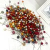 Decorative Flowers 50pcs Mini Berries Plastic Fake Fruit Small Artificial Pearl Flower Stamens Cherry Wedding DIY Gift Box Decorated Xmas