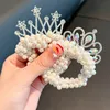 Perle tête corde couronne pour enfants coiffure princesse anneau de cheveux élastique fleur queue de cheval chouchous accessoire de cheveux