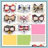 Dog Collars Leashes Pet Dog Tie Bow Teddy Bowknot Cat Bell Collar Jewelry Handsome Gentleman Adjustable Cute Fashion Drop Delivery 2 Dhth1