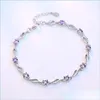 Link Kette 925 Sterling Silber Schmuck Armband Hohe Qualität Retro Mode Frau Lila Kristall Vier Zinken Diy Länge 20,5 cm 810 Z2 Dr Dh6F7