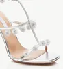 Parfait Luxe Rétro Femmes Designer Cha Cristal Chaussures À Lanières Design Aquazzures Pompe Pompes En Daim Sandale De Mariage De Mariée Dame Talons Hauts Mules 35-43