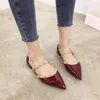 Frauen Sandalen Spitz Damen Sandalen Dicke Heels Hausschuhe Mode Flache Rutschen Kausalen Schuhe Luxus Weibliche