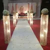 Party Decoration Holiday White 6 PCS 110CM Diameter Crystal Wedding Road Lead Acrylic Centerpiece For Event