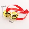 Party Supplies 10 PCS Gold Christmas Jingle Bells With Red Ribbon Tree Ornament Bell Decoration