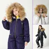 ダウンコート大型サイズの子供用ジャンプスーツジャケットダウン冬の男の子スキースーツの女の子濃い暖かい冬のアウトウェアキッズシャムジャケット220915