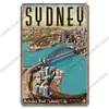 Vintage Famous City Landscape Metal Painting Wall Poster Plate Beach Signs Budapest Malta Sydney Tin Plate Retro Art Decor for Living Room Home 20x30cm