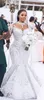Vintage Saudi Arabia Mermaid Wedding Dress High Neck Long Sleeve Bridal Gowns Crystal Bride robes de mariee Plus Size 2023
