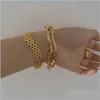 Cadeia de link Elegant Big Gross Chain Link Bracelets para mulheres Jóias de pulso cheio de ouro 1580 V2 Drop Deliver