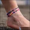 Link Chain Bohemian Anklets For Men And Women 2Pcs/Set Handmade Rope Friendship Beach Barefoot Bracelet On The Leg Chain 2942 Q2 Dro Dhh7W