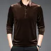 Men's Polos Brand Luxury Polo Shirt Men Golden Velvet Camisa Masculina Slim Fit Spring Long Sleeve Tee Casual T1139 220915