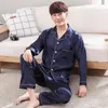 Men's Tracksuits 2022 Autumn Sleepwear Male Pajama Set Soft Nightgown For Men Pyjamas Sleep Lounge Big Size M-3XL Satin Silk Pajamas Long