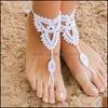 Anklets Handwork Weave Anklet Solid Color Sandals Foot Decoration Anklets Yoga Beach Bride Women Girls Fashion Jewelry Accessories 4 Dhoh0