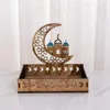 Party Decoration Hand Carved Ramadan Wood Middag Plate Eid Mubarak levererar Holiday Tray Table Ornament Dessert F1Q1