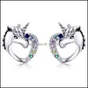 عشيق أقراط مسمار لطيف لفتاة صغيرة أطفال Crystal Cat Butterfly Rainbow Heart Star Edring عيد الميلاد هدية المجوهرات إسقاط تسليم 202 DHHBD