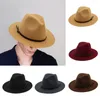 Berets Classic British Fedora Hat Men Femmes Imitation lainen Hiver Feel Chapeaux Fashion Jazz Chapeau Vintage large avec ceinture #af