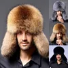 Berets Russian Man Ski Hats Caps Faux Leather Hat Ear Flap Winter Bomber Trapper Practical