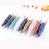 Men Natural Gem Stone Pendants Pendulum Jewelry Bullet Charms Bohemian Reiki Healing Chakra Amulet Fashion Mens JewelryBN359