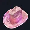 Party Hats Space Cowgirl LED Hat Flashing Light Up Sequin Cowboy Hats Luminous Caps Halloween Costume FY7970 ss1118