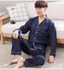 Survêtements pour hommes 2022 automne vêtements de nuit homme pyjama ensemble doux chemise de nuit pour hommes pyjamas sommeil salon grande taille M-3XL Satin soie pyjamas longs