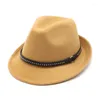 Berretti Vintage British Style Jazz Fedora Cappelli per gentiluomo Feltro di lana Autunno e inverno Outdoor Casual Warm Top Caps