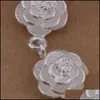 Связанная цепочка 925 Стерлинговый браслет цветочной цепи Sier FL Rose For Women Wedding Warder Party Fashion Jewelry 1283 T2 Drop Delivery DHC4Z