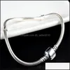 Länkkedja 100% Original 925 Sterling Sier Snake Chain Bangle Armband med certifikat 16-23cm för kvinnor Drop Delivery 2021 Jewelry DH7UN