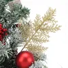 Christmas Decorations 10pcs lot Artificial Plants Pine Branches Tree Decoration Gold Glittering Sequin Material Home Decor Accessories 220914