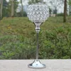 Decorazione per feste Portacandele placcato argento in metallo con spedizione gratuita con cristalli. Candelabri/centrotavola nuziali 1 Set Candeliere da 2 pezzi