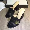 Sandaler ankomst fransar tassel gladiator kvinna öppen tå chunky hög häl skor kvinnor märke design muller size35-40