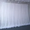 Décoration de fête 1x mariage Double fond voile anniversaire bébé douche Banquet scène romantique rideaux blancs