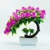 Fleurs décoratives 23cm pivoine violette plante artificielle pin bonsaï petit arbre en pot El décoration de jardin fleur de maison