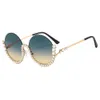 Fashionable Sunglasses Lady Driving Personalized Round Frame Diamond-encrusted Glasses
