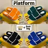 2022Platform Slippers Katoen Spons Magic Tape Strand Sandalen Reliëf Schoenen Oranje Zwart Wit Mannen Vrouwen Designer Schoenen Zomer Slides