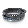 Link Pulseiras Atacado Multi-Layer Tecido Pulseira Moda Pulseira Olho de Tigre Pedra Natural Frisada Masculina Jóias de Couro