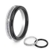 2 stks set klassieke zwarte keramische ring mooi krasbestendig gezonde materiële sieraden voor vrouwen met bling crystal mode ring237k
