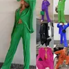 Varejo 2022 Fall Women Casual Tracksuits Logo e Smoy Drape Duas Peças Conjunto de Calças