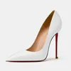 Дизайнерские женские туфли на высоком каблуке Красные блестящие низы 8см 10см 12см Тонкие каблуки Черные телесные женские туфли-лодочки из лакированной кожи с мешком для пыли 34-44