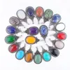 Vintage mücevher sarkaçlı kolyeler doğal oval taş boncuklar agates opal ametistler jades retro antik gümüş kadınlar için mücevher hediyesi bn378