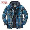 Men's Jackets Mens Plaid Hooded Jacket Autumn Winter Thicken Harajuku Zipper Long Sleeve Coat Basic Casual Shirt European Size S5XL 220915