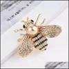 Pins Brooches Clear Crystal Pearl Bee Brooches For Women Unisex Insect Brooch Pins Cute Small Badges Fashion Dress Coat Accessories Dhowo