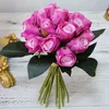 Faux Floral Greenery Pink Silk Artificial Flowers Rose Bouquet For Home Wedding Decoration Dusty Rose Fake Flower Autumn Table Decor Party Items J220906