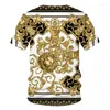 T-shirts pour hommes Dernière chemise baroque pour hommes T-shirt surdimensionné d'été 3DLion Tête Couronne Imprimé Col Rond Manches Courtes