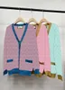 Women's Sweaters With Letter Jumper Knitwear Lady Long Sleeve Knit Cardigan With Pockets 4 Colors