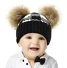 Vinterhattar för Baby Girl Boy Bobble Hat Kids Cap For Children Sticked Checks Pompom Toddler Beanie Spädbarnshuven med dubbel päls 0-2Y