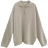 Damesbreien Tees Dames kleding Vintage breien trui knop Polo kraag lange mouwen casual eenvoud mode baggy dames tops herfst 220915